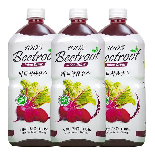 파모빗 물한방울넣지않은 레드비트즙 nfc 착즙 원액 100% 대용량구성 1L, 3개