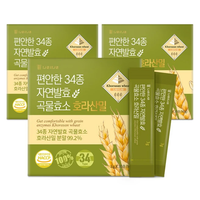 편안한 34종 발효 곡물 효소 포스트바이오틱스 유산균, 90g, 3개