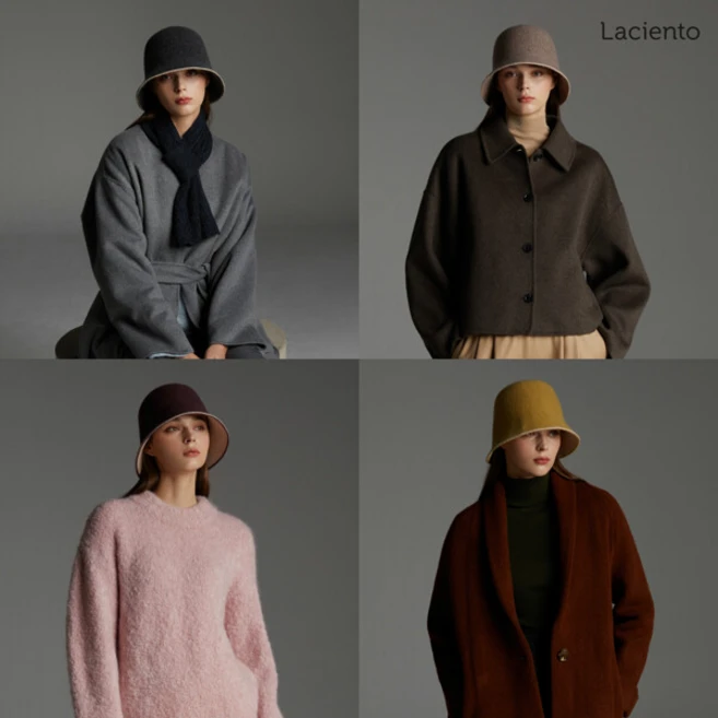 [론칭가 49900원] 라씨엔토 WINTER 울 블렌딩 버킷햇 1종