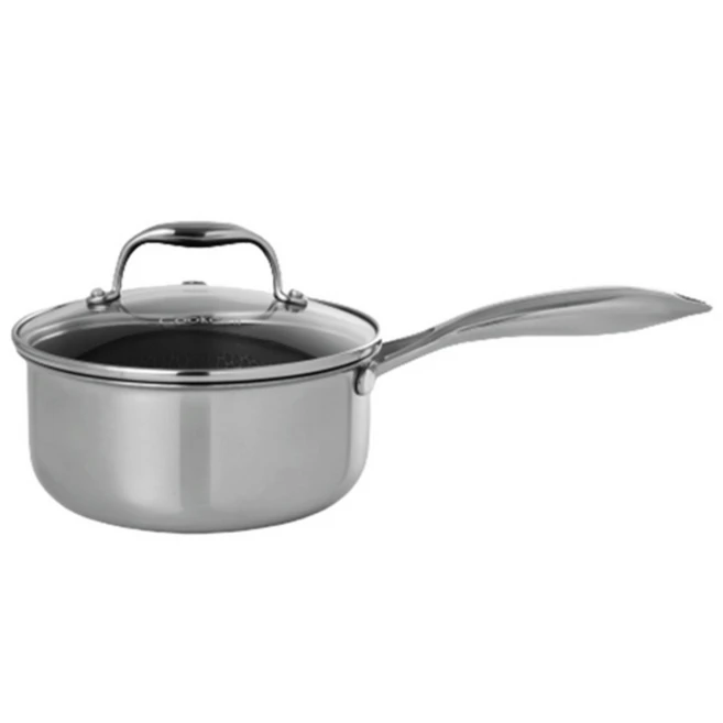 쿡셀 편수냄비(Sauce Pan) 싱글코팅 [뚜껑포함] 블랙큐브 IH 스텐, 16cm, 1개