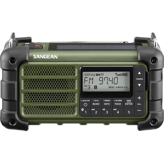 Sangean MMR-99 AM/FM-RBDS/블루투스/AUX/날씨/멀티 전원 디지털 튜닝 비상 라디오 포레스트 그린