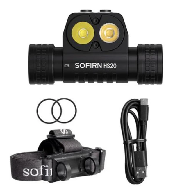 2700lm 강력한 표시기 헤드램프 듀얼 C 헤드라이트 LED 18650 USB 충전식 스위치 Sofirn-HS20, 없음, 1) without battery - SFT40 600