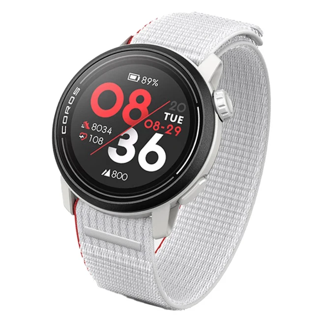 COROS 페이스 3 GPS 스포츠 스마트 워치, GPS + 블루투스, 화이트 패브릭, 41.9mm