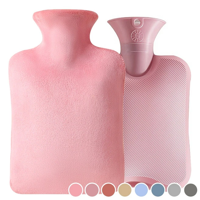 아뜰라임 오래가는 보온 물주머니 핫팩 + 찜질팩 커버 세트 1L 2L, 피치핑크, 1개, 피치핑크 2L