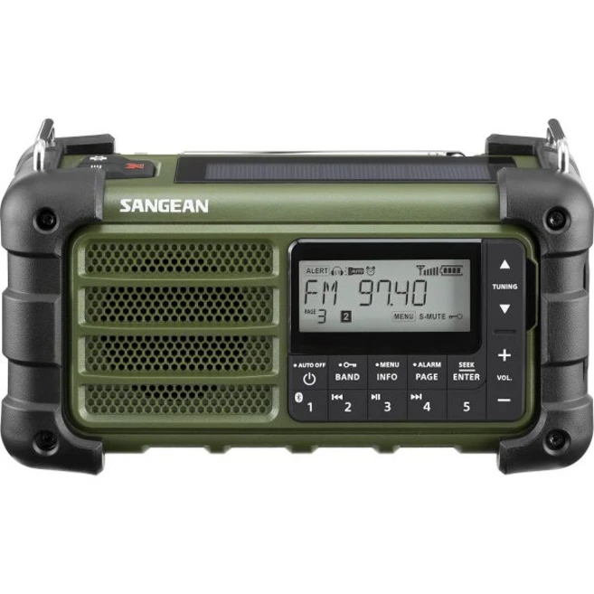 Sangean MMR 99 AM FM RBDS 블루투스 AUX 날씨 다동력 디지털 튜닝 비상 라디오 포레스트 그린