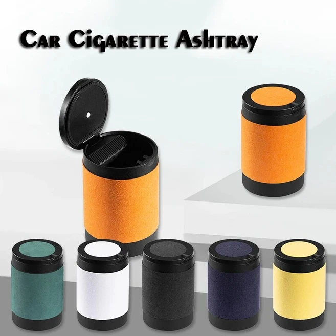 휴대용 LED 자동차 담배 재떨이 컵 포드 이스케이프 쿠가 몬데오 에코스포츠 피에스타 포커스 퓨전 레인저 익스플로러 머스탱 엣지용, [07] S-Green For Ford, 1개