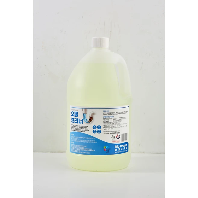 오물크리너 머리카락 휴지 분해 배관 막힘 화장실 욕실 청소 배수구 세척제 세정제 오물 용해, 1개, 4L