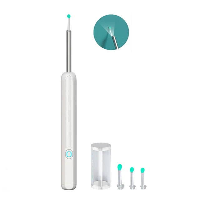 MountainWter 스마트폰 LED 내시경 귀이개 귀후비개 500W고화질카메라귀이개 LED 조명 소프트헤드 Type-C충전, 1개입, 1개, 흰색