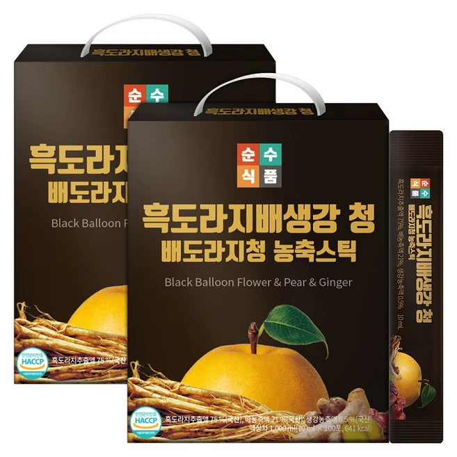 순수식품 흑도라지 배 생강 청 스틱, 10ml, 200개