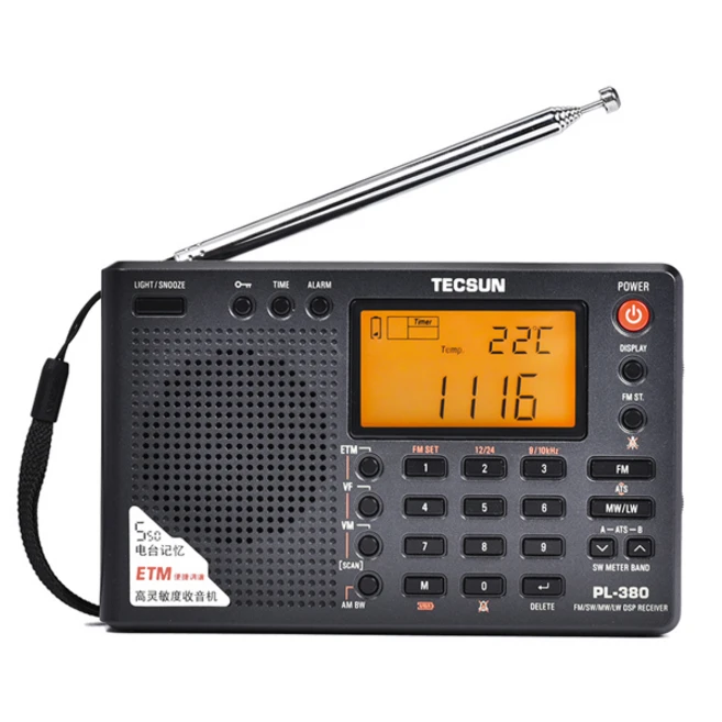 Tecsun PL-380 풀 밴드 라디오 디지털 변조 스테레오 PLL 휴대용 라디오 FM LW SW MW DSP 리시버 라디오 AM, 3. PL-380 그레이 (충전지 6개 포함), [03] Grey color, 1개