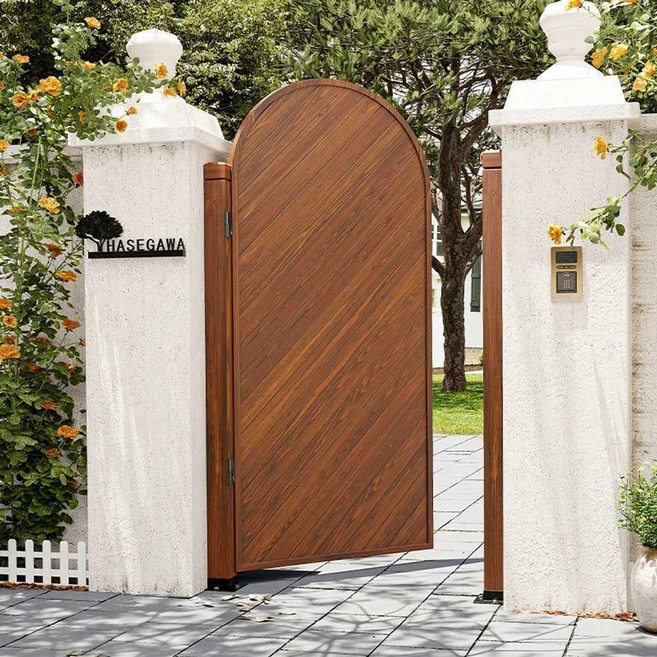 한행 우드중문 방문용 야외마당 울타리 테라스 입구, 1개, 격자 60x120 요새 옐로우