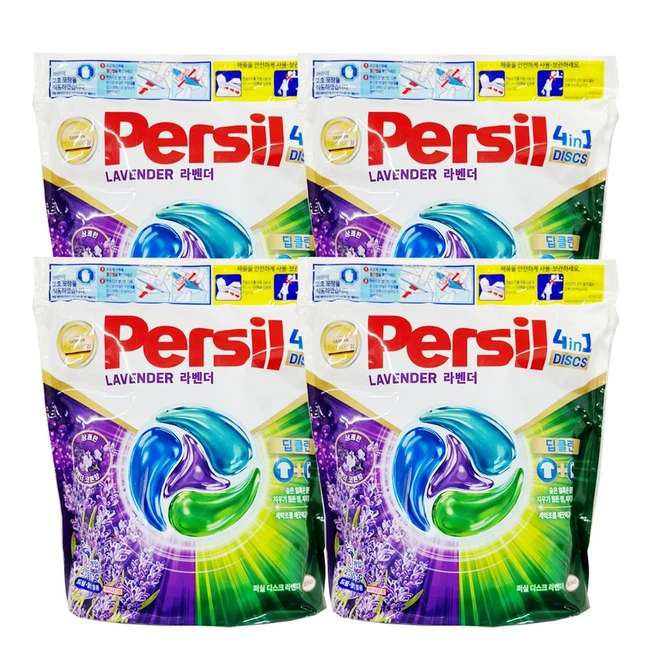 헨켈 캡슐세제 퍼실 디스크 컬러 라벤더 파우치 38개입 x 4개, 퍼실 디스크 라벤더 38개입 x 4개, 25g