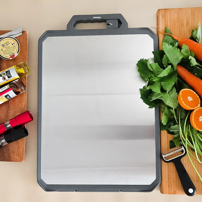 하임쿠헨 스텐 양면 도마, 316 그레이, 1개, 44×30cm