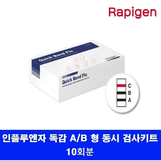 담다 래피젠 독감 진단 키트 A형+B형 인플루엔자 동시 검사 키트, 1세트, 10개입