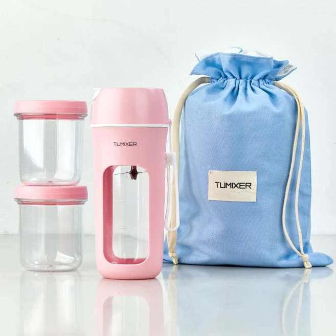 투믹서 초소형 휴대용 무선 텀블러 믹서기 6중 칼날 팡팡 헬시메이커 350ml, 핑크