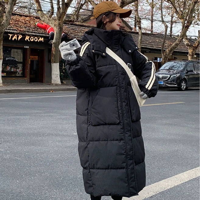 ANYOU 여성 가을 겨울 심플 캐주얼 롱점퍼 데일리 도톰 여자 롱패딩 솜옷