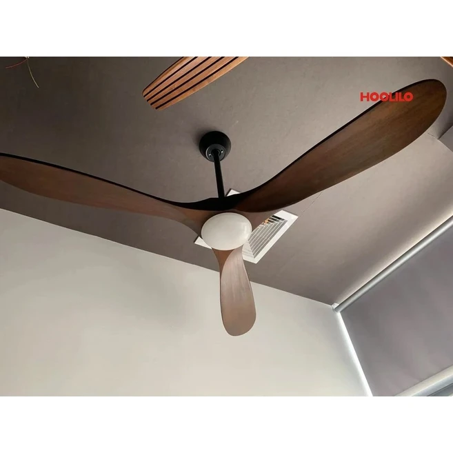 천장 실링팬 LED 조명이 달린 목재 선풍기 DC 모터 6 단 속도 팬, B with light, 1개