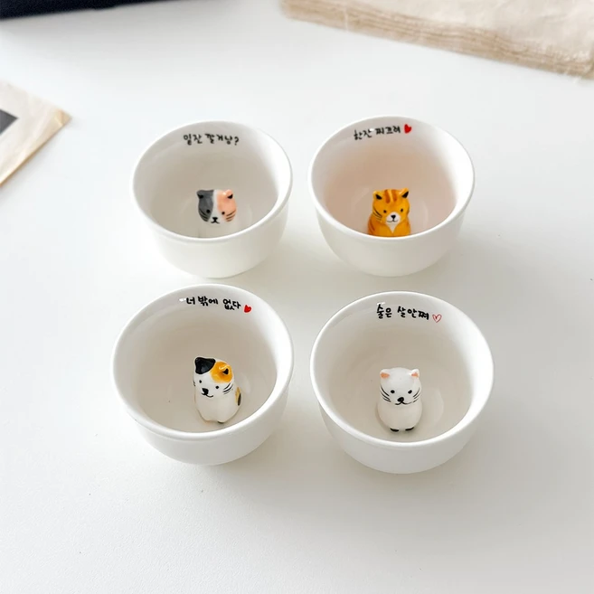 고양이 소주잔 4종 세트, 1세트