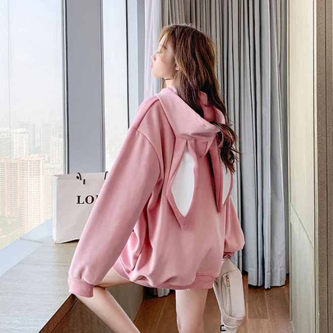 가을 여자 긴팔 맨투맨 후드티 토끼 맨투맨 여성 루즈한 맨투맨 후드티 WT-2481