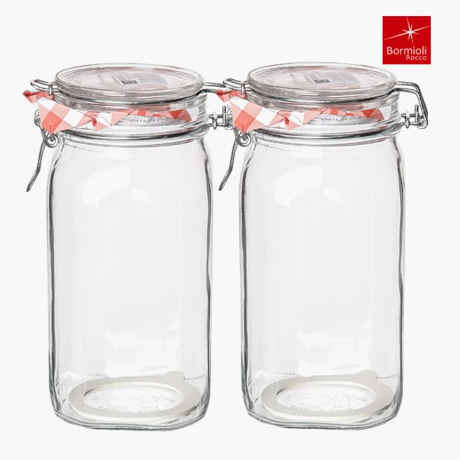 보르미올리 피도 유리 밀폐용기 화이트, 1.5L, 2개