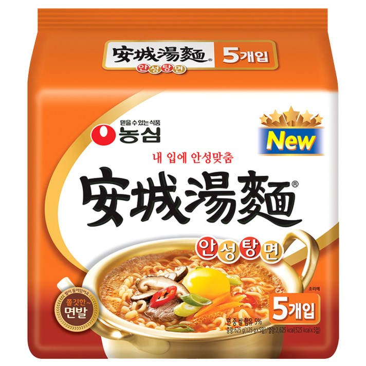 농심 안성탕면 125g, 5개