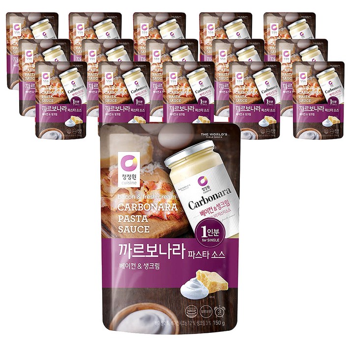 청정원 까르보나라 파스타소스 싱글파우치, 150g, 16개입