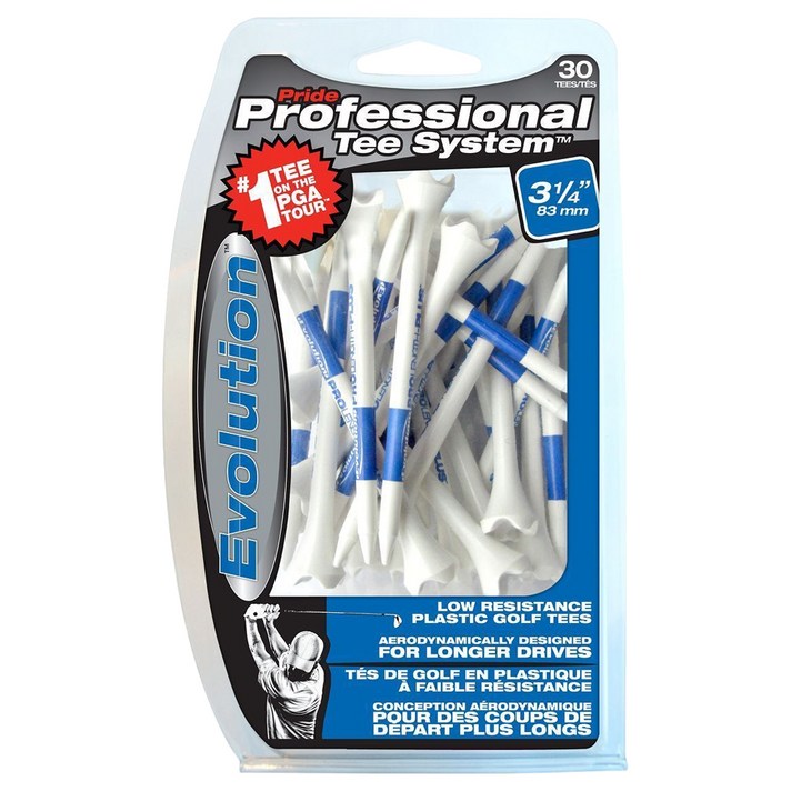 프라이드스포츠 PTS Evloution 골프티 30p EV31430, 화이트+블루, 30개