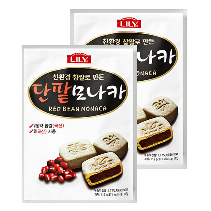 LILY 단팥 모나카, 112g, 2개