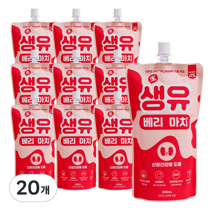 마이베프 무항생제 펫밀크 생유베리마치 신장건강 200ml, 크랜베리맛, 20개