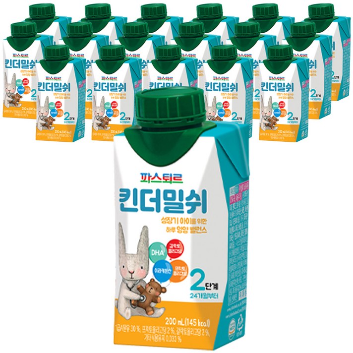 파스퇴르 킨더밀쉬 액상분유 2단계 200ml, 18개