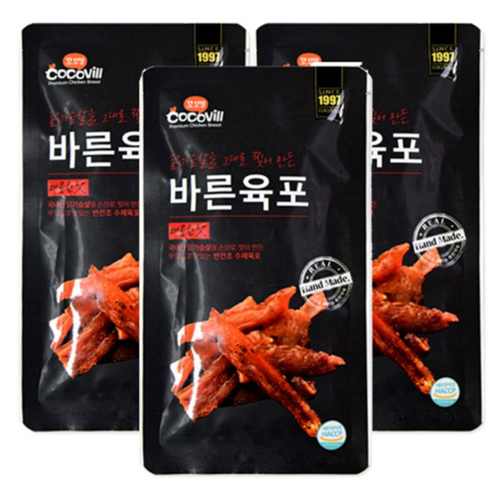 꼬꼬빌 바른육포 매콤한맛, 40g, 3개입