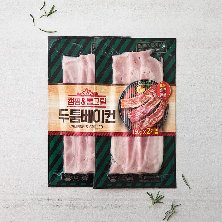 동원 캠핑 앤 통그릴 두툼 베이컨, 150g, 2개