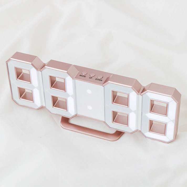 레토 3D 디지털 LED 탁삼 겸용 벽시계, 로즈골드(LLC-P03DG)
