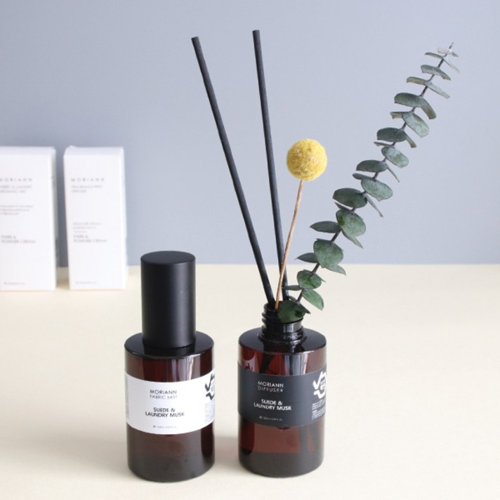 모리앤 피노브라운 디퓨저 120ml + 섬유향수 120ml 세트, No 2 스웨이드 앤 런더리 머스크