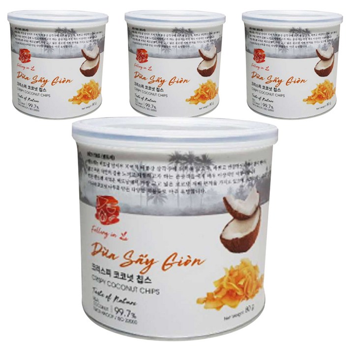 폴링인브이 크리스피 코코넛칩스, 80g, 4개