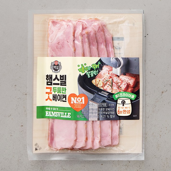 백설 햄스빌 두툼한 굿 베이컨, 340g, 1개
