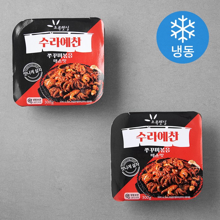 초록햇살 수라예찬 쭈꾸미볶음 매운맛 (냉동), 300g, 2팩