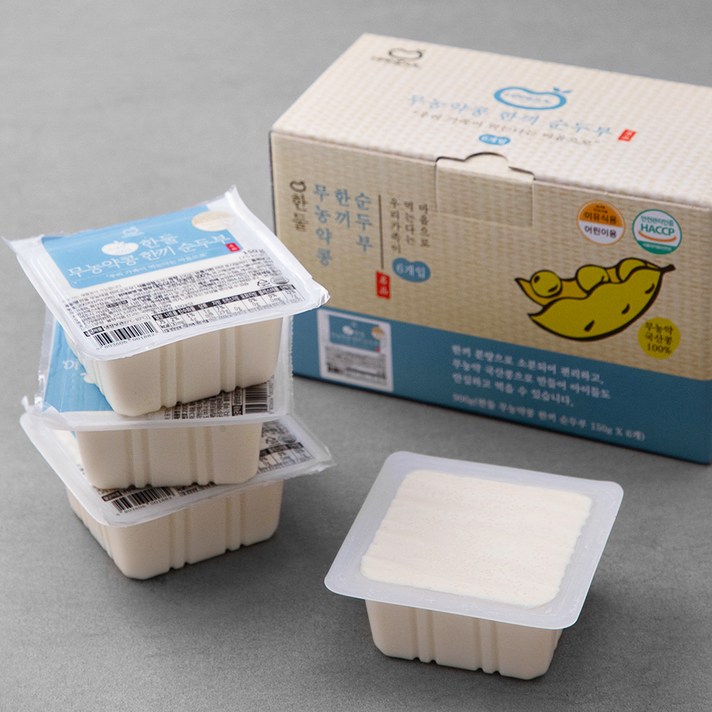 한둘 무농약콩 한끼 순두부, 150g, 6개
