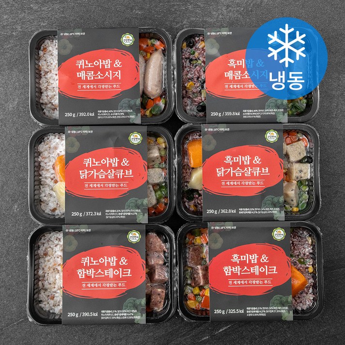건강한끼 저염식 도시락 250g x 6종세트 (냉동), 1세트