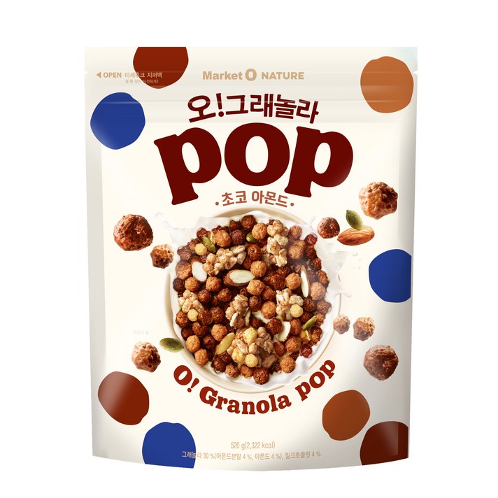 오그래놀라 팝 초코 아몬드, 520g, 1개