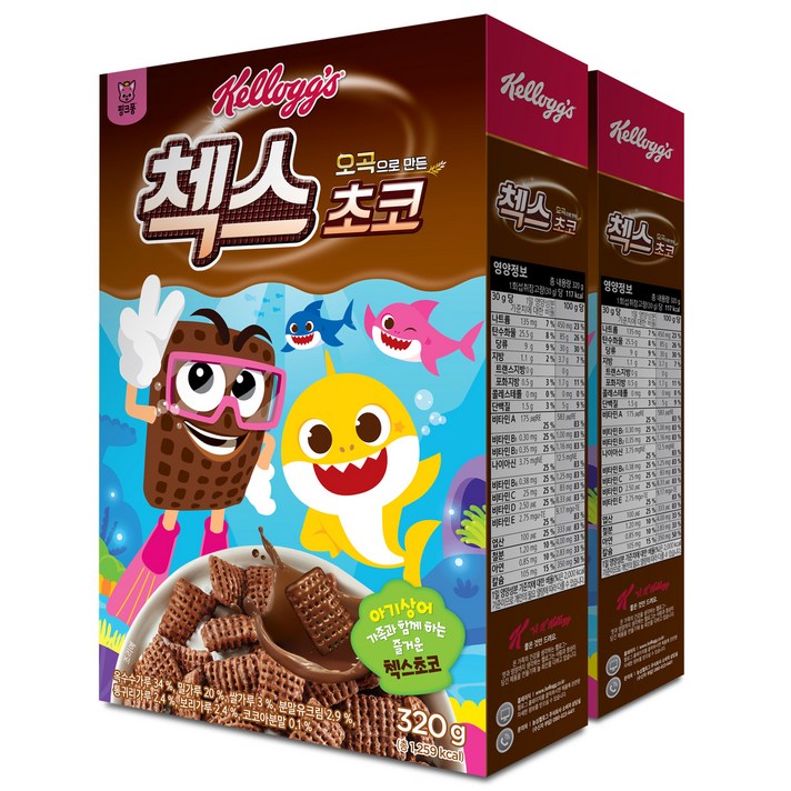 켈로그 첵스초코 핑크퐁 아기상어 시리얼, 320g, 2개