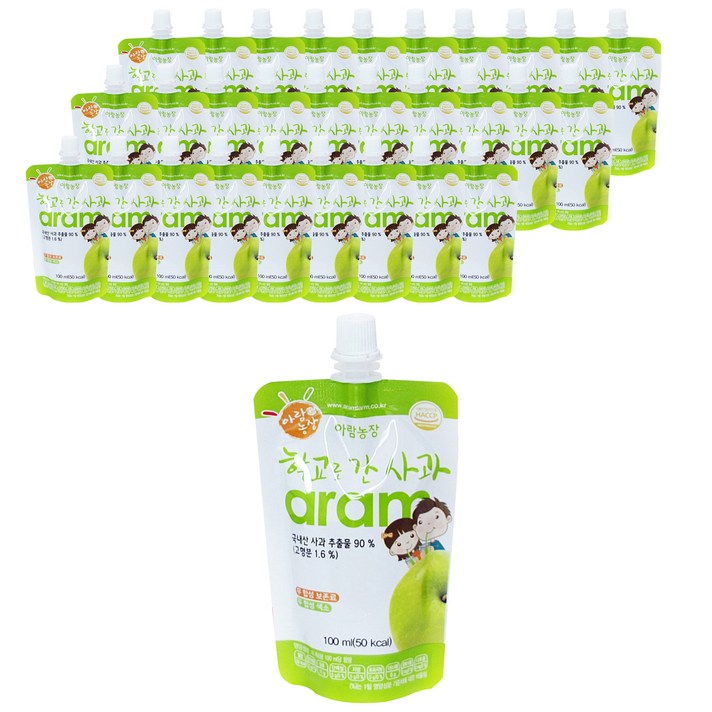 아람농장 학교로간 사과 100ml, 사과맛, 40개