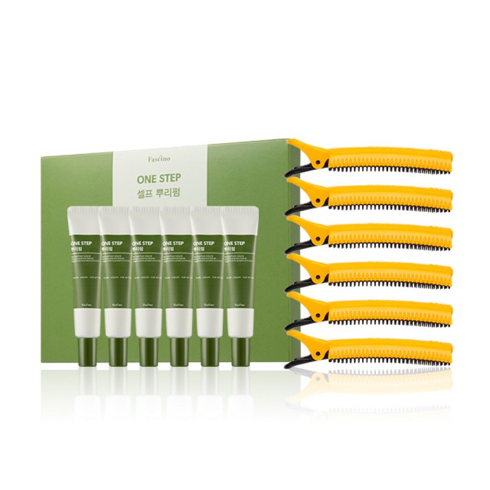 파시노 원스텝 셀프 뿌리펌 펌제 12ml x 6p + 노랑 클립 6p 세트, 1세트