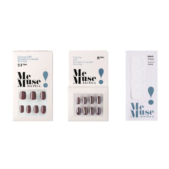미뮤즈 DIYN REUSE 세트 다크브라운, 베이직 네일팁 + 미러 네일팁 + 리필 점착제, 1세트