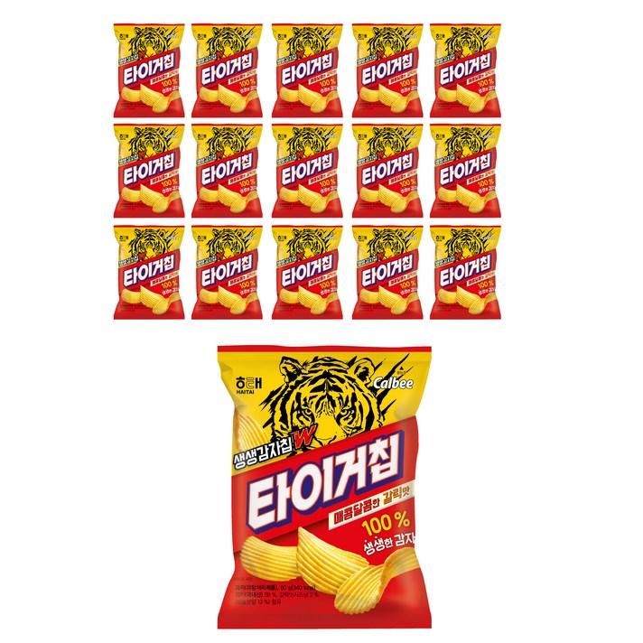 해태제과 생생감자칩W 타이거칩 60g x 16p, 960g, 1개