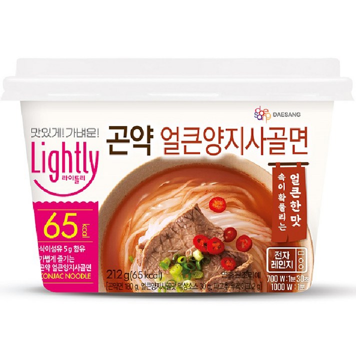 대상 라이틀리 곤약 얼큰양지사골면, 212g, 1개