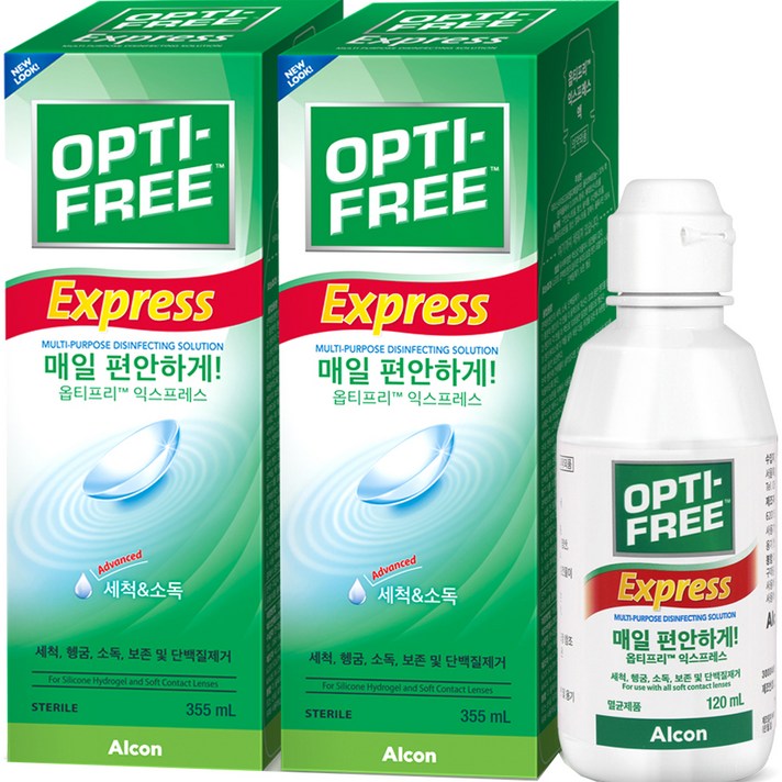 옵티프리 익스프레스 렌즈 세정액 355ml x 2p + 120ml 세트, 1세트