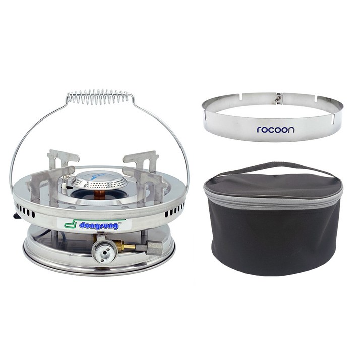 동성 해바라기버너 부탄가스용 DSR1005-1 올스텐 + 링가드 바람막이 + 전용가방, 혼합색상, 1세트