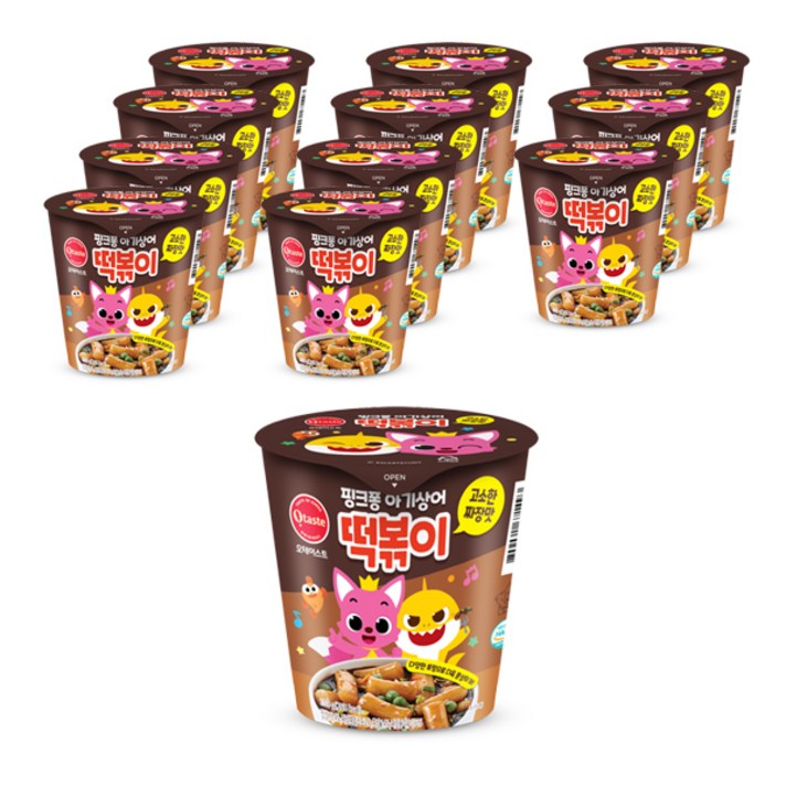 핑크퐁 아기상어 고소한 짜장맛 떡볶이, 103g, 12개