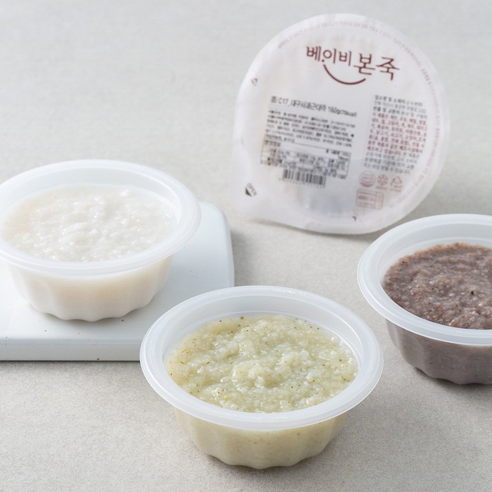 베이비본죽 중기 이유식(만7~8개월) B세트 160g x 4종, 적양배추가지닭죽 + 한우강낭콩죽 + 순두부감자오이죽 + 대구사과근대죽, 1세트